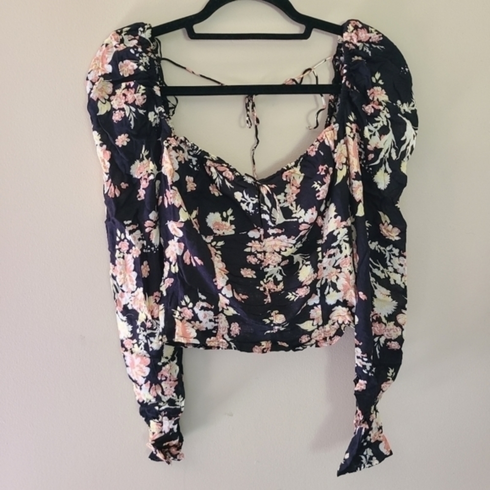Free People Hilary Printed Top Black Combo NWT - Picture 4 of 8